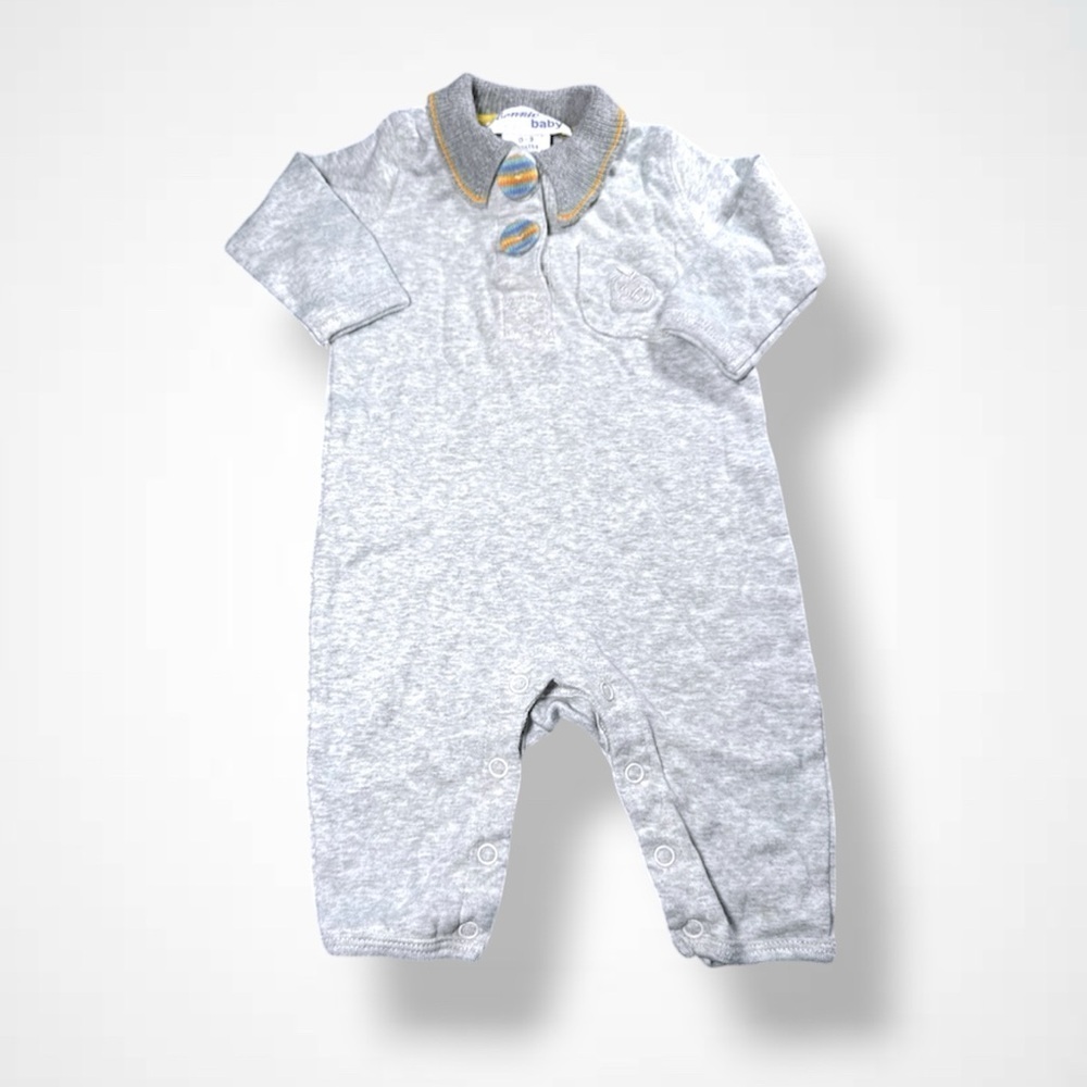 4/$20 Bonnie Baby Gray Onesie with Collar